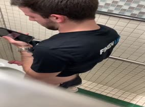 Filthy perv spies on his coworker jerking off at lunch